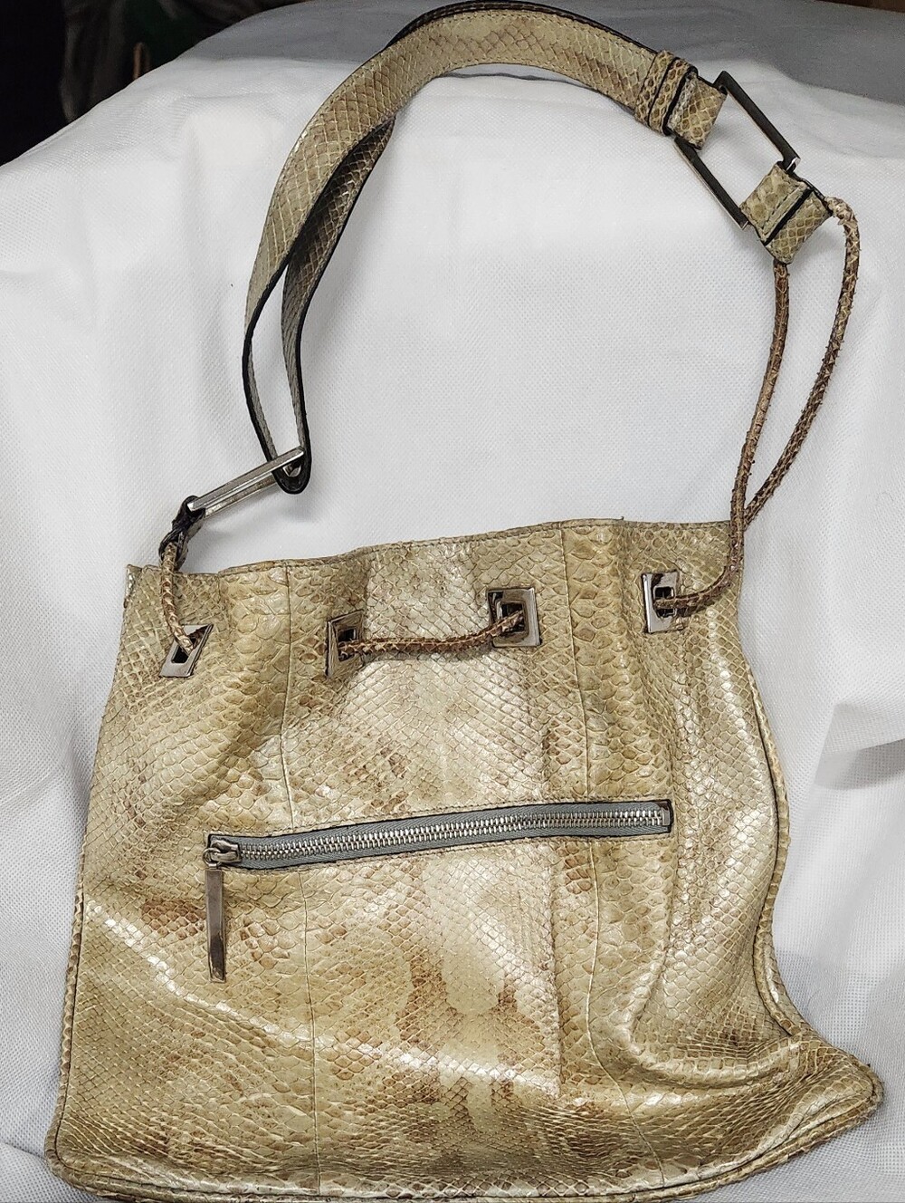Authentic Gucci Snakeskin Drawstring Shoulder Bag - Picture 7 of 14